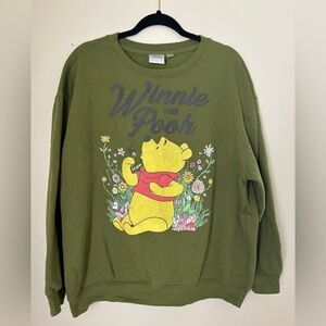 Disney Winnie The Pooh Forest Green Crewneck Sweatshirt